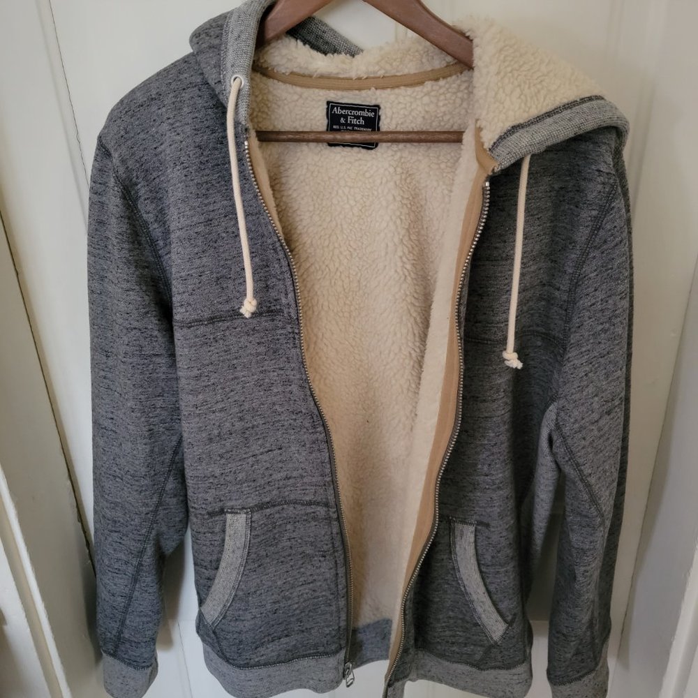 Abercrombie and Fitch Men's Large Fleece Lined Gray Hoodie - NEVER WORN